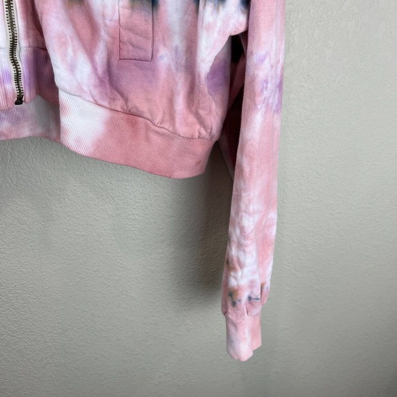 Young Fabulous & Broke Womens Full Zip Hoodie Drawstring Medium Pink Tie‎ Dye - Picture 5 of 12